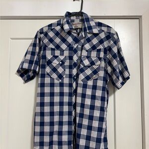 Wrangler Navy and White Checkered Men's Shirt